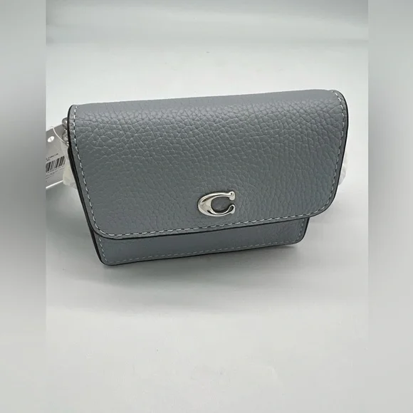 Coach Half Flap Leather Mini Card Case Crossbody shoulder chain strap - Picture 6 of 8